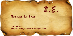 Mánya Erika névjegykártya